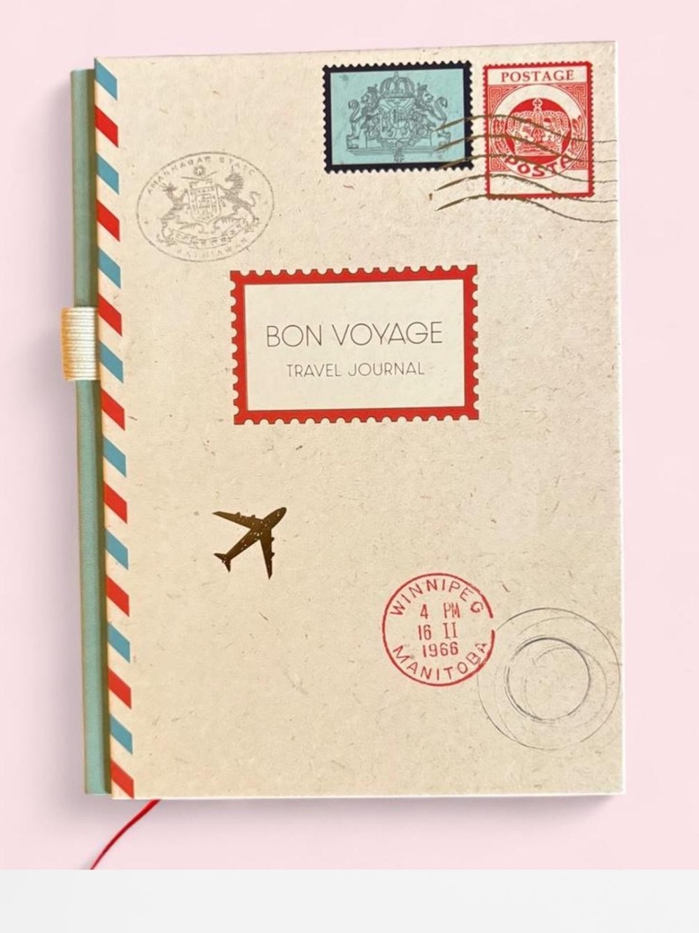 Gartner Studios Bon Voyage Travel Journal - Cream Cover with Red & Blue Accents